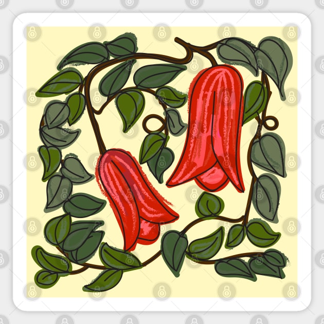 Captivating Copihue and Vine Sticker by FrancesPoff